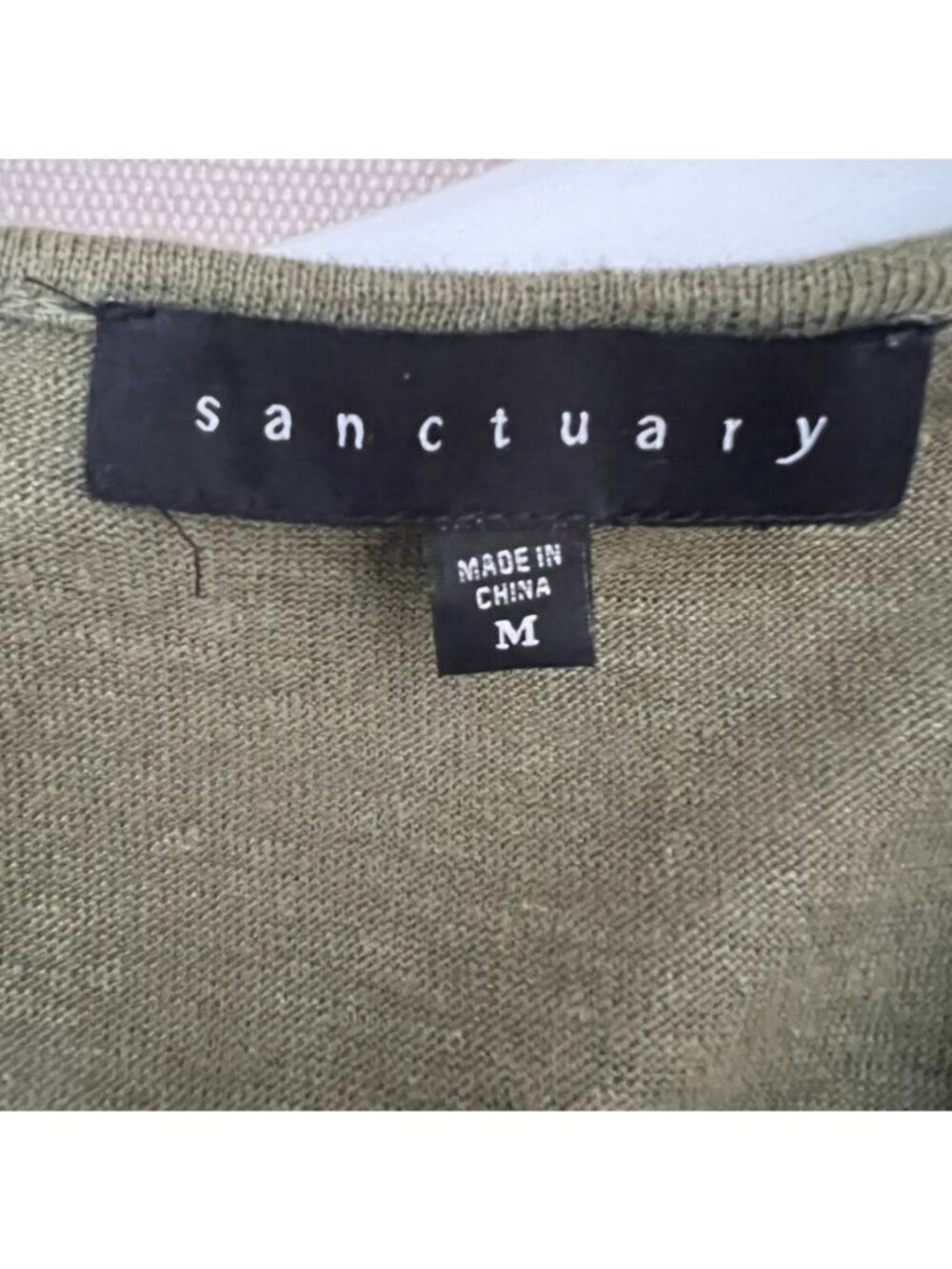 Sanctuary Womens Sz M Top Olive Linen Knit Tunic Sheer Hem Earthy Grunge Boho - Picture 5 of 11